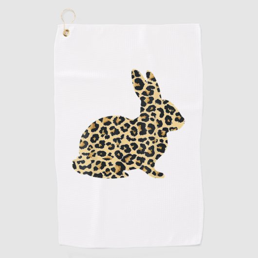 Happy Easter Schattige Leopard Bunny Rabbit _1 Golfhanddoek (Voorkant)