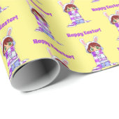 Happy Easter Schattige Manga Bunny Meisje Cartoon Cadeaupapier (Rol Hoek)