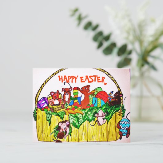 HAPPY EASTER SCHATTIGE MICE BRIEFKAART (Staand voorkant)
