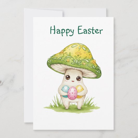 Happy Easter schattige paddenstoel Bedankkaart (Voorkant)