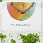 Happy Easter Schattige Yellow Chick Egg gepersonal Theedoek (Gevouwen)