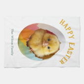 Happy Easter Schattige Yellow Chick Egg gepersonal Theedoek (Horizontaal)