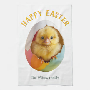 Happy Easter Schattige Yellow Chick Egg gepersonal Theedoek