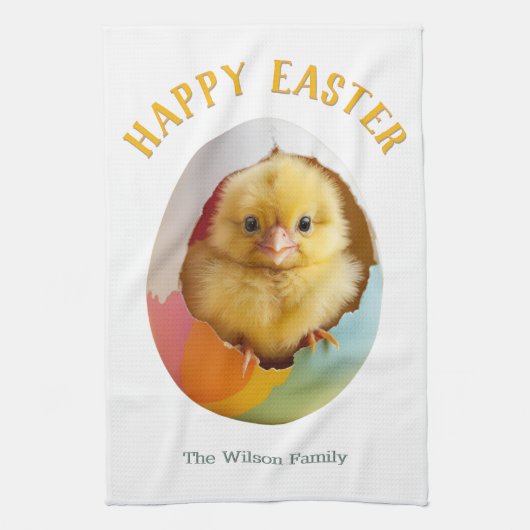 Happy Easter Schattige Yellow Chick Egg gepersonal Theedoek (Verticaal)