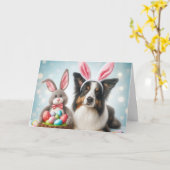 Happy Easter Schattigee Hond Vakantie Groet Kaart (Gele Bloem)