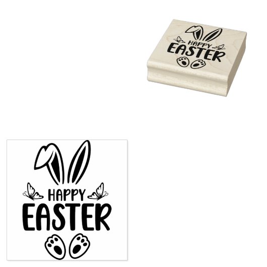 "Happy Easter" Schattigee konijn Rubberstempel (Gestempeld)