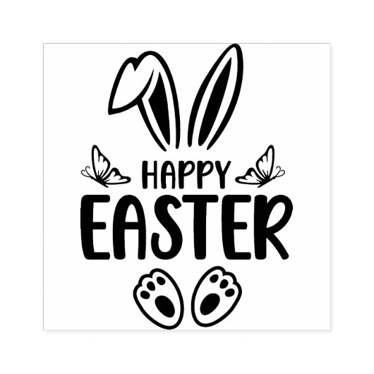 "Happy Easter" Schattigee konijn Rubberstempel (Afrduk)