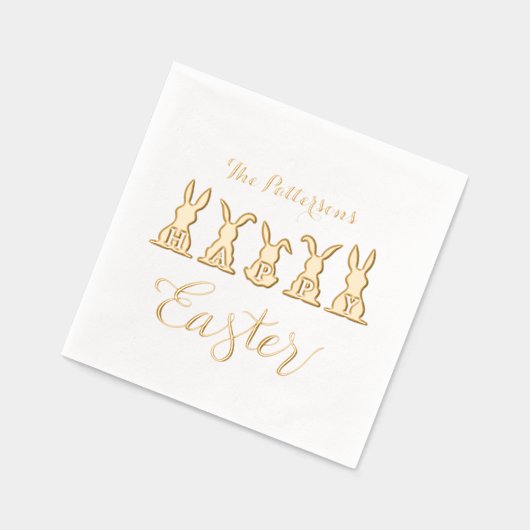 Happy Easter Schattigee konijntjes gepersonaliseer Folie Servetten (Links)