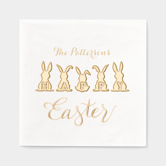 Happy Easter Schattigee konijntjes gepersonaliseer Folie Servetten (Voorkant)