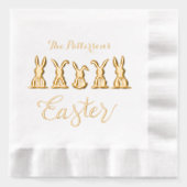 Happy Easter Schattigee konijntjes gepersonaliseer Folie Servetten (Voorkant)