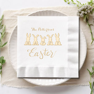Happy Easter Schattigee konijntjes gepersonaliseer Folie Servetten