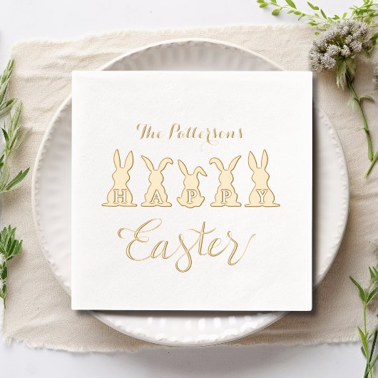 Happy Easter Schattigee konijntjes gepersonaliseer Folie Servetten