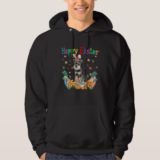 Happy Easter Schnauzer Bunny Schnauzer Eggs Hoodie (Voorkant)