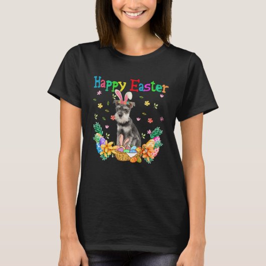 Happy Easter Schnauzer Bunny Schnauzer Eggs T-shirt (Voorkant)