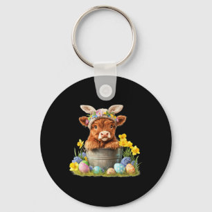 Happy Easter Schotse Koe Schattige Heifer Koe Boer Sleutelhanger