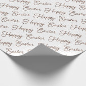 Happy Easter Script Brown op wit omslagpapier Cadeaupapier (Hoek)