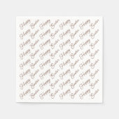 Happy Easter Script Brown op witboek Napkin Servet (Voorkant)