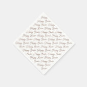 Happy Easter Script Brown op witboek Napkin Servet (Hoek)