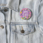Happy Easter Script Floral lavender Easter Bunny Ronde Button 5,7 Cm (In situ)