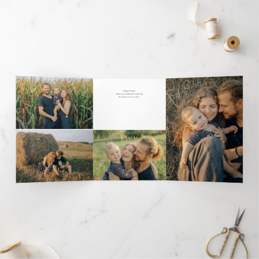 Happy Easter Script Multi-foto Drieluik Wenskaart (Binnen)