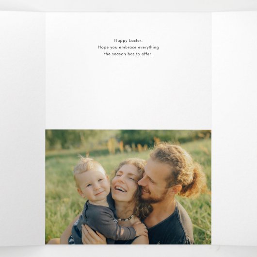 Happy Easter Script Multi-foto Drieluik Wenskaart (Binnenkant midden)