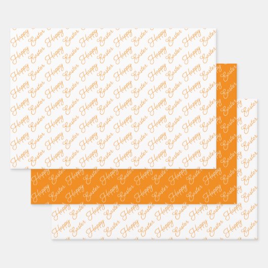 Happy Easter Script Oranje en White Inpakpapier Vel (Set)