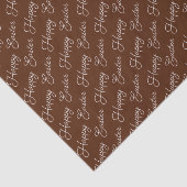 Happy Easter Script White op papier met bruin weef (Detail)