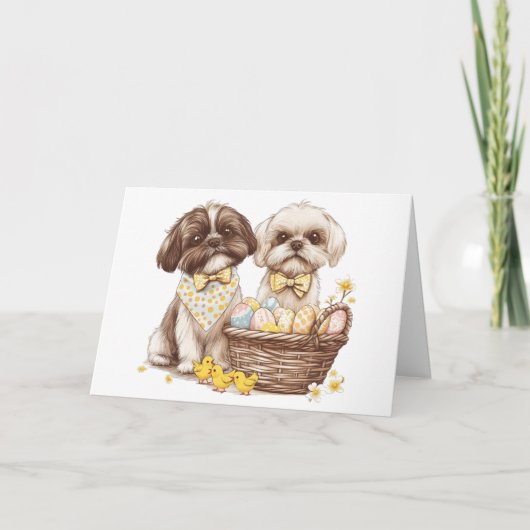Happy Easter Shih Tzu Dogs Feestdagen Kaart (Voorkant)