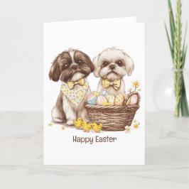 Happy Easter Shih Tzu Dogs Feestdagen Kaart