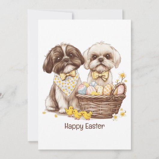 Happy Easter Shih Tzu Dogs Feestdagenkaart (Voorkant)