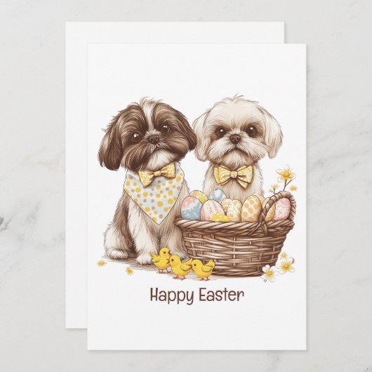 Happy Easter Shih Tzu Dogs Feestdagenkaart (Voorkant / Achterkant)