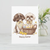 Happy Easter Shih Tzu Dogs Feestdagenkaart (Staand voorkant)
