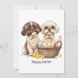 Happy Easter Shih Tzu Dogs Feestdagenkaart