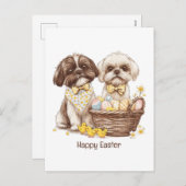 Happy Easter Shih Tzu Dogs Feestdagenkaart (Voorkant / Achterkant)