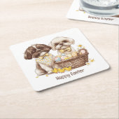 Happy Easter Shih Tzu Dogs Kartonnen Onderzetters (Schuin)