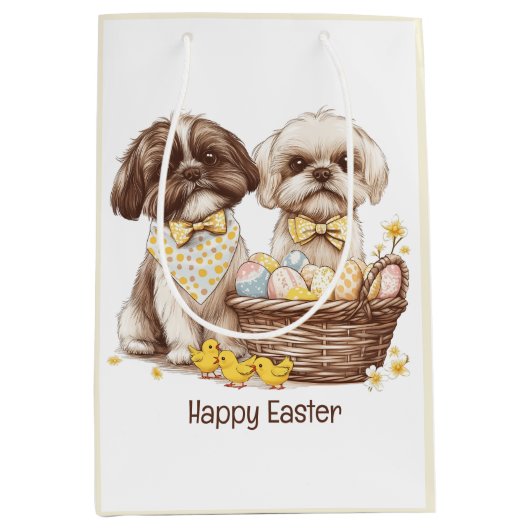 Happy Easter Shih Tzu Dogs Medium Cadeauzakje (Voorkant)