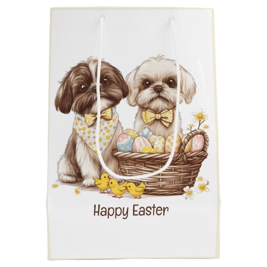 Happy Easter Shih Tzu Dogs Medium Cadeauzakje (Achterkant)