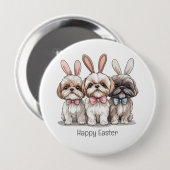 Happy Easter Shih Tzu Dogs Ronde Button 4,0 Cm (Voorkant /achterkant)
