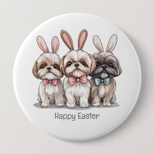 Happy Easter Shih Tzu Dogs Ronde Button 4,0 Cm (Voorkant)