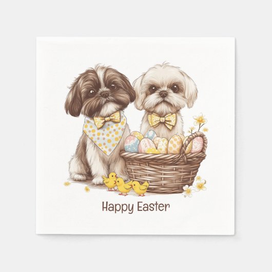 Happy Easter Shih Tzu Dogs Servet (Voorkant)