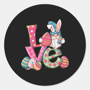 Happy Easter Shirt Gnome Paasdag Liefde Mannen Vro Ronde Sticker