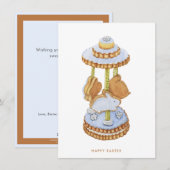 Happy Easter Shortbrood Cookie Carousel Feestdagenkaart (Voorkant / Achterkant)