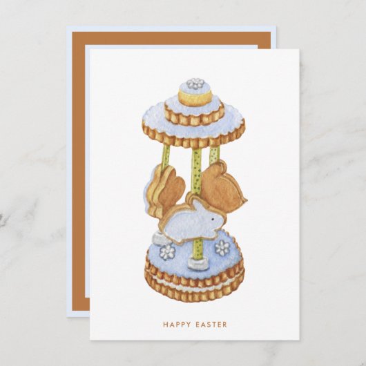 Happy Easter Shortbrood Cookie Carousel Feestdagenkaart (Voorkant / Achterkant)