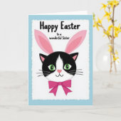Happy Easter Sister Cat Card Kaart (Gele Bloem)