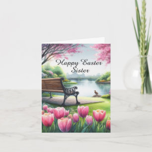 Happy Easter Sister Gevouwen Wenskaart Kaart