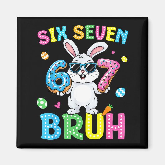 Happy Easter Six Seven Bruh Meme Bunny Rabbit Boy Magneet (Voorkant)