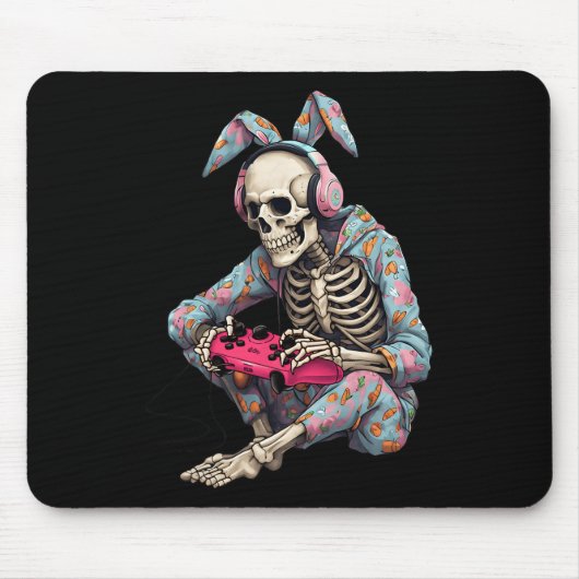 Happy Easter Skeleton Gamer Video Gaming Boys Mann Muismat (Voorkant)