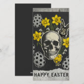 Happy Easter Skull Card With Daffodils, Rabbit Feestdagenkaart (Voorkant / Achterkant)