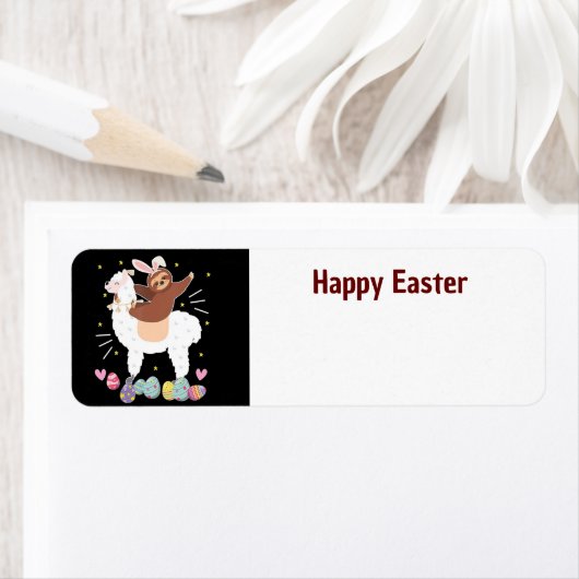 Happy Easter Sloth en llama-adreslabel Etiket (Insitu)