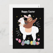 Happy Easter Sloth en llama briefkaart (Voorkant / Achterkant)